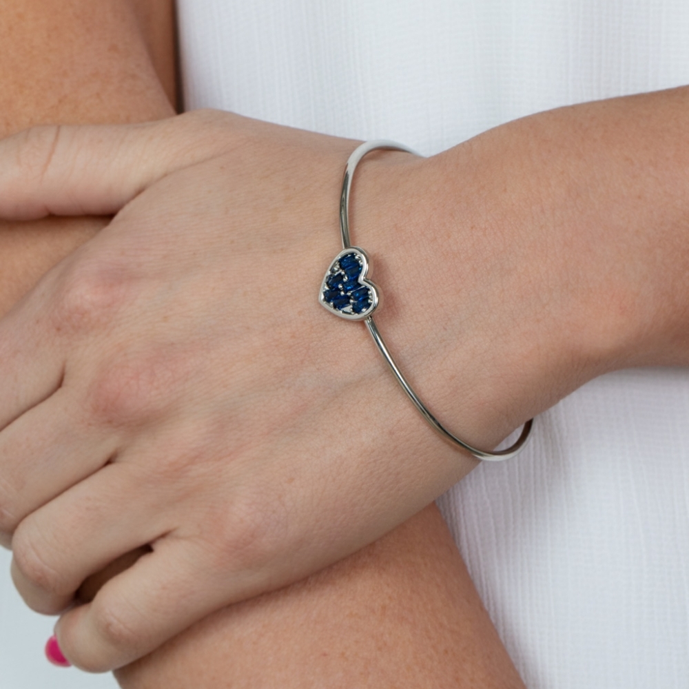 Blue Ice Heart Cuff Bracelet